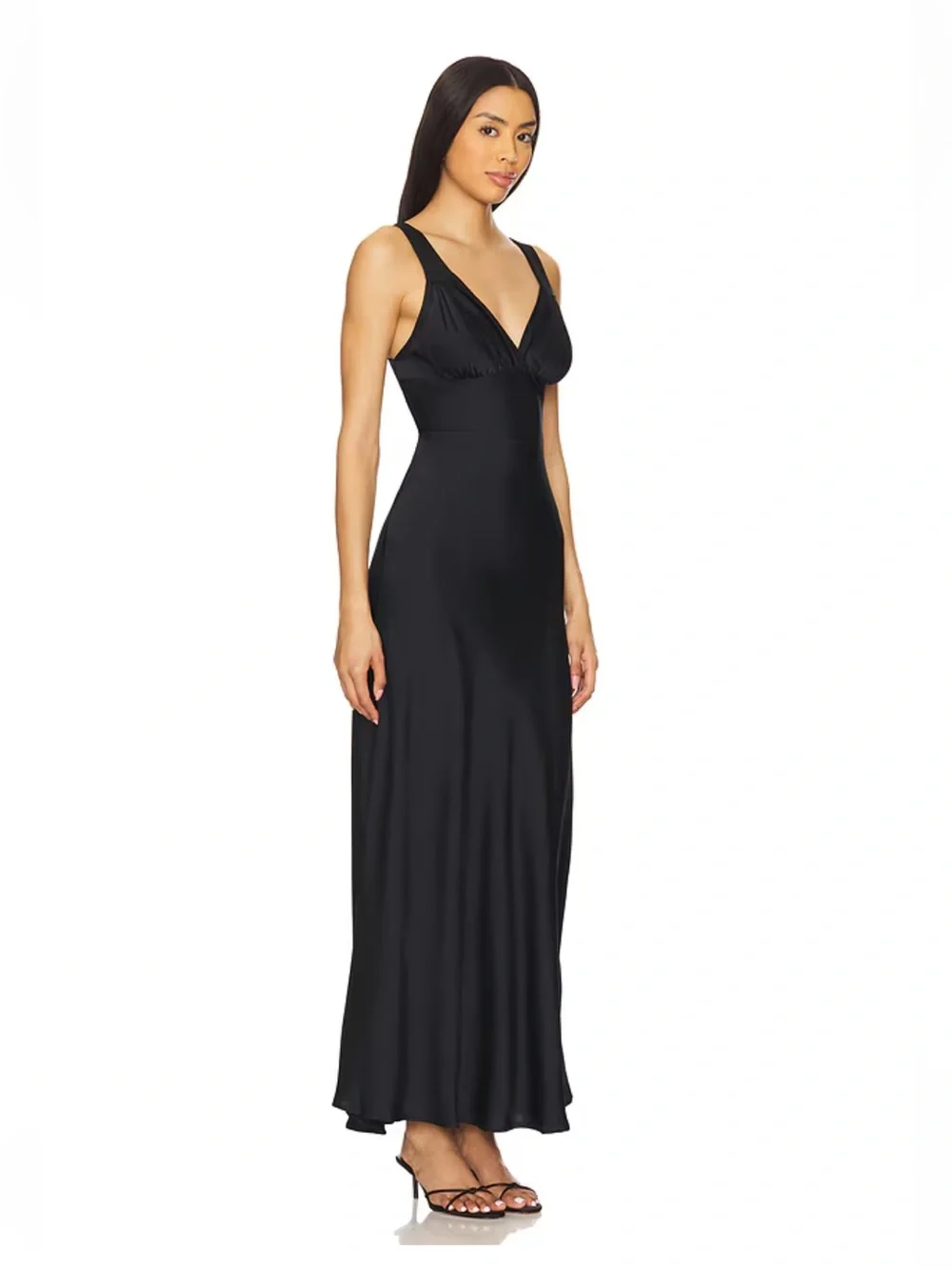 WeWoreWhat Ruched Cup Slip Maxi Dress in Black - Picture 2 of 9